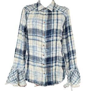 Sundance Blue and White Plaid Button-Down Shirt